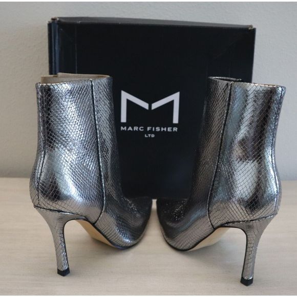 Marc Fisher LTD Sz 6.5M Silver Kendry 2 Pointed Toe High Heel Booties $229 - Picture 12 of 12